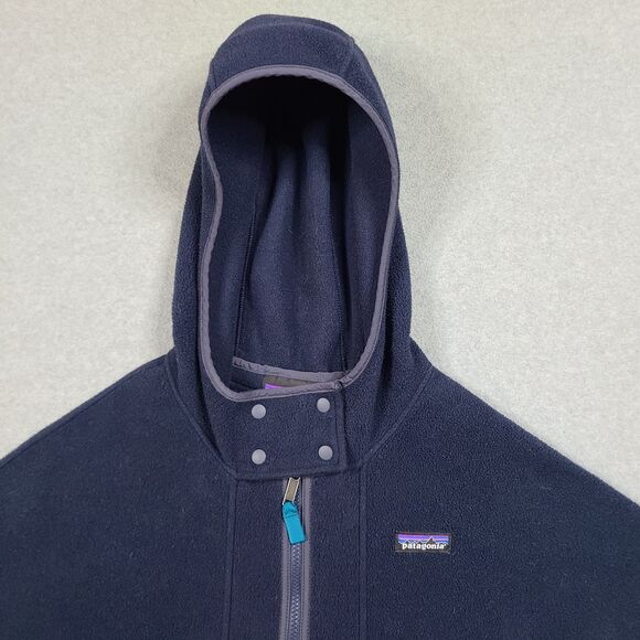 Patagonia Synchilla Fleece Poncho Womens XS/S Blue Hooded Jacket Cape Pullover - Picture 2 of 12